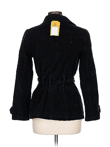 Louise Paris Black Double-Breasted Corduroy Coat (view 2)