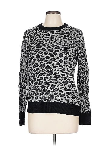 Scoop Gray Leopard Print Pullover Sweater (view 1)