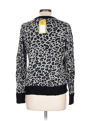 Scoop Gray Leopard Print Pullover Sweater (view 2)
