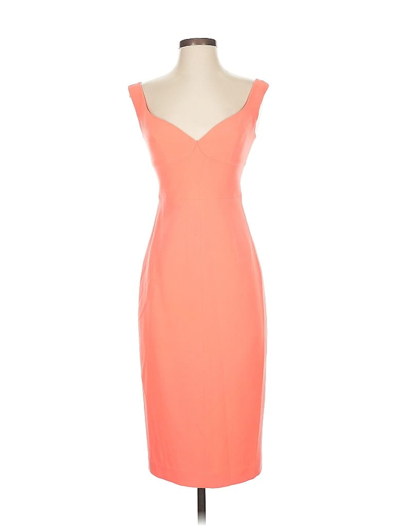 Black Halo Solid Orange Cocktail Dress Size 0 - photo 1