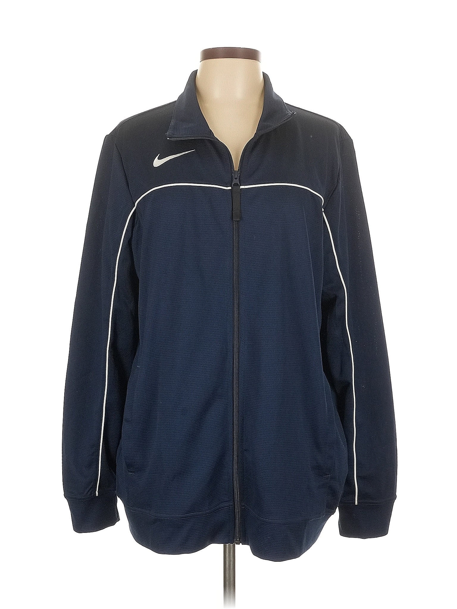 Nike 100% Polyester Blue Track Jacket Size L