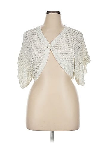 No Boundaries White And Metallic Acrylic Knit Shrug Cardigan (view 1)