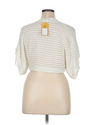 No Boundaries White And Metallic Acrylic Knit Shrug Cardigan (view 2)
