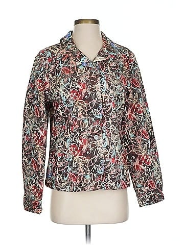 Christopher & Banks Vibrant Abstract Print Button-Down Jacket (view 1)