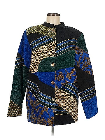 Indigo Moon Artistic Patchwork Black Rayon Cotton Jacket (view 1)