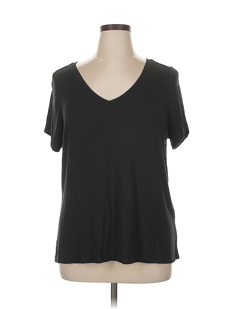 G by Giuliana Rancic Black Short Sleeve T-Shirt Size 1X - photo 1