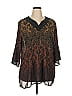 Catherines 100% Polyester Color Block Brown 3/4 Sleeve Blouse Size 0X - photo 1