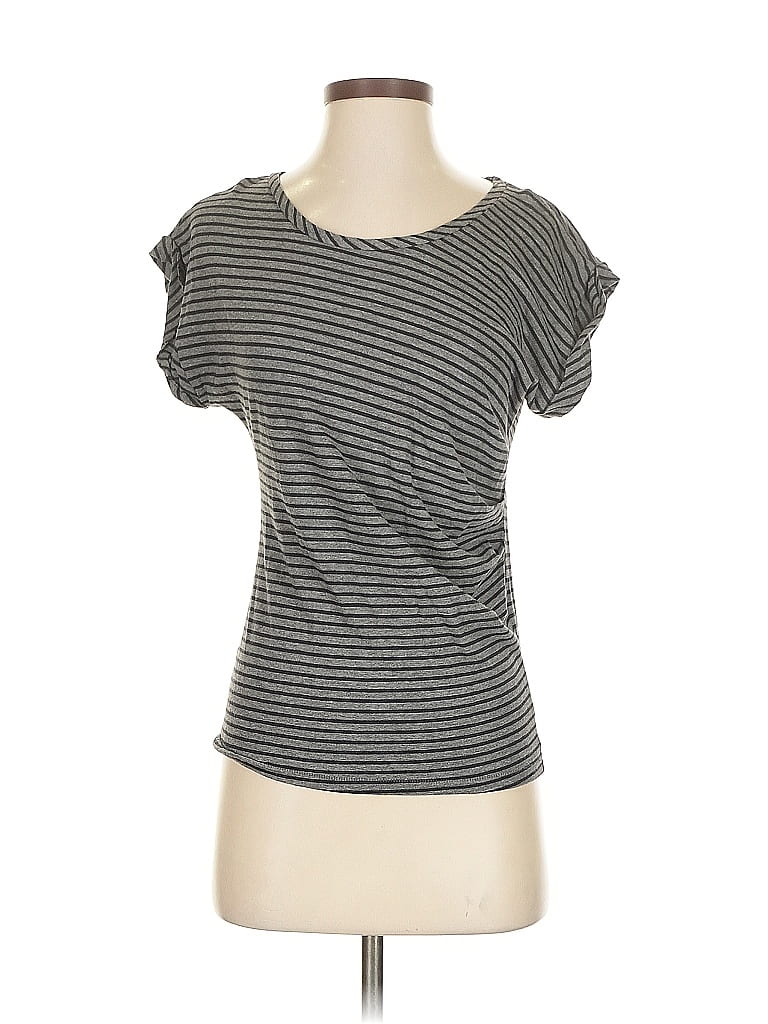 Pre-owned Ann Taylor Loft Short Sleeve Top Gray Scoop Neck Tops