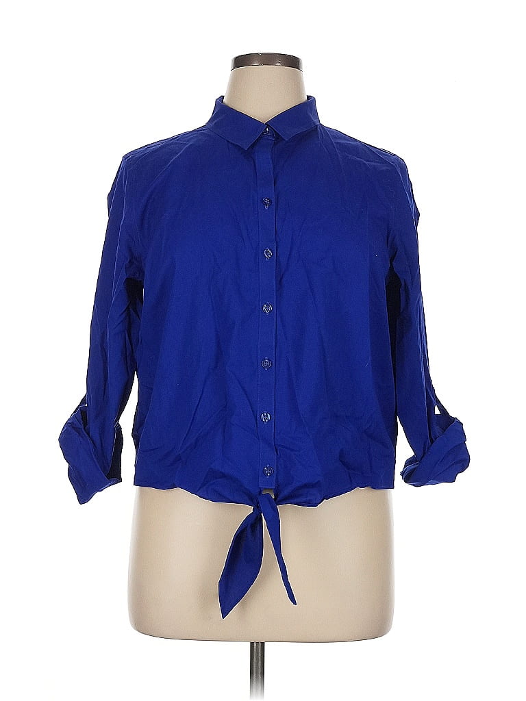 Chico's Blue 3/4 Sleeve Button-Down Shirt Size XL - photo 1