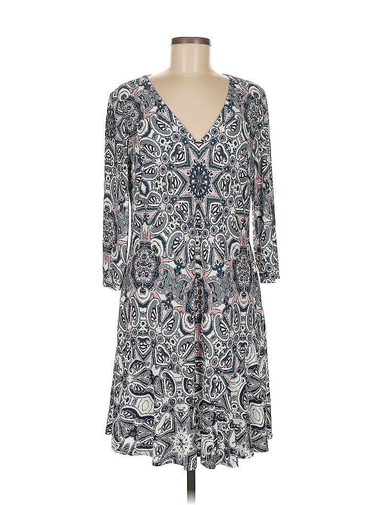 Eliza J Paisley Gray Casual Dress Size M - photo 1