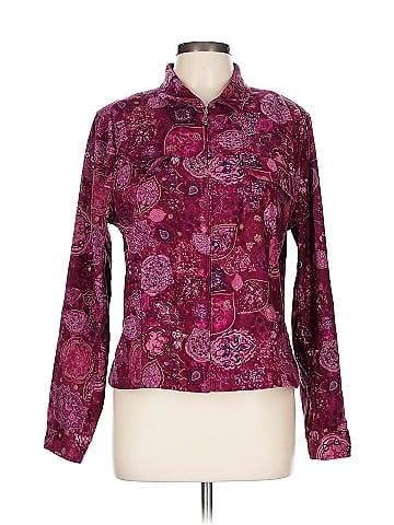 Christopher & Banks Burgundy Paisley Long Sleeve Jacket (view 1)