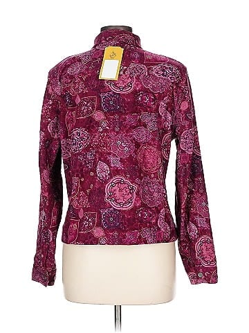 Christopher & Banks Burgundy Paisley Long Sleeve Jacket (view 2)