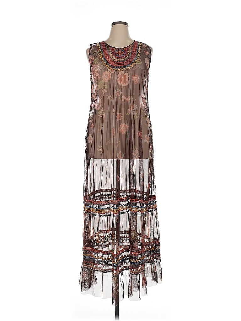 Johnny Was 100% Nylon Graphic Brown Casual Dress Size XL - photo 1