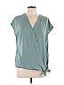 Soho 100% Polyester Teal Short Sleeve Blouse Size L - photo 1