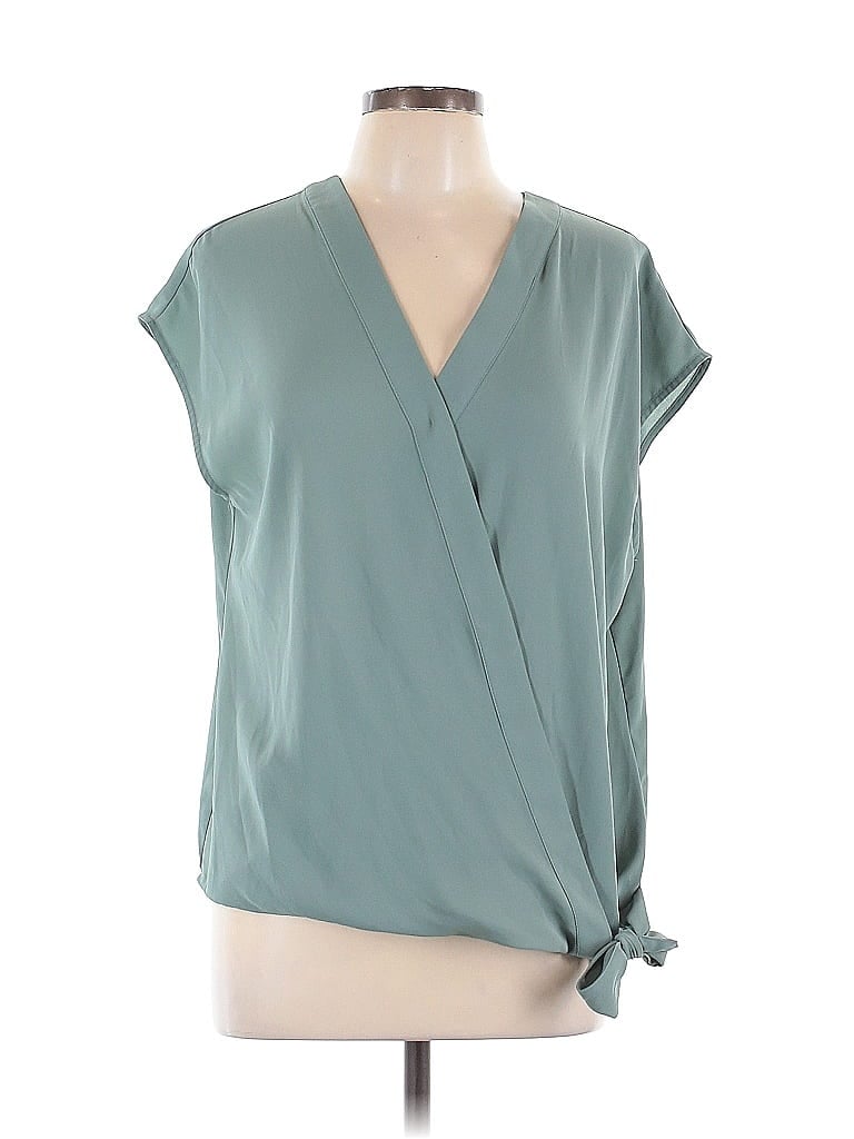 Soho 100% Polyester Teal Short Sleeve Blouse Size L - photo 1