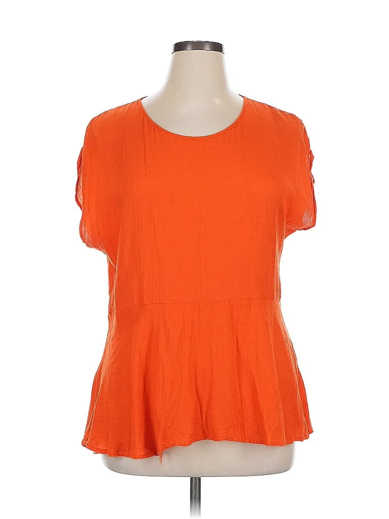 AVA & VIV Pre-owned Short Sleeve Top Orange Scoop Neck Tops