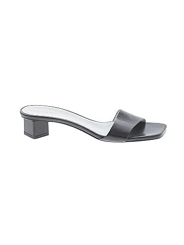 The Row Chocolate Leather Mules (view 1)