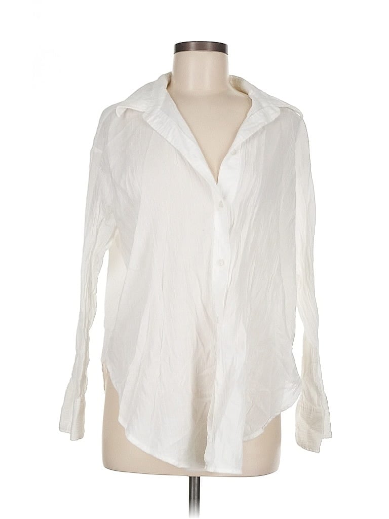 Pre-owned H&m Long Sleeve Blouse In White