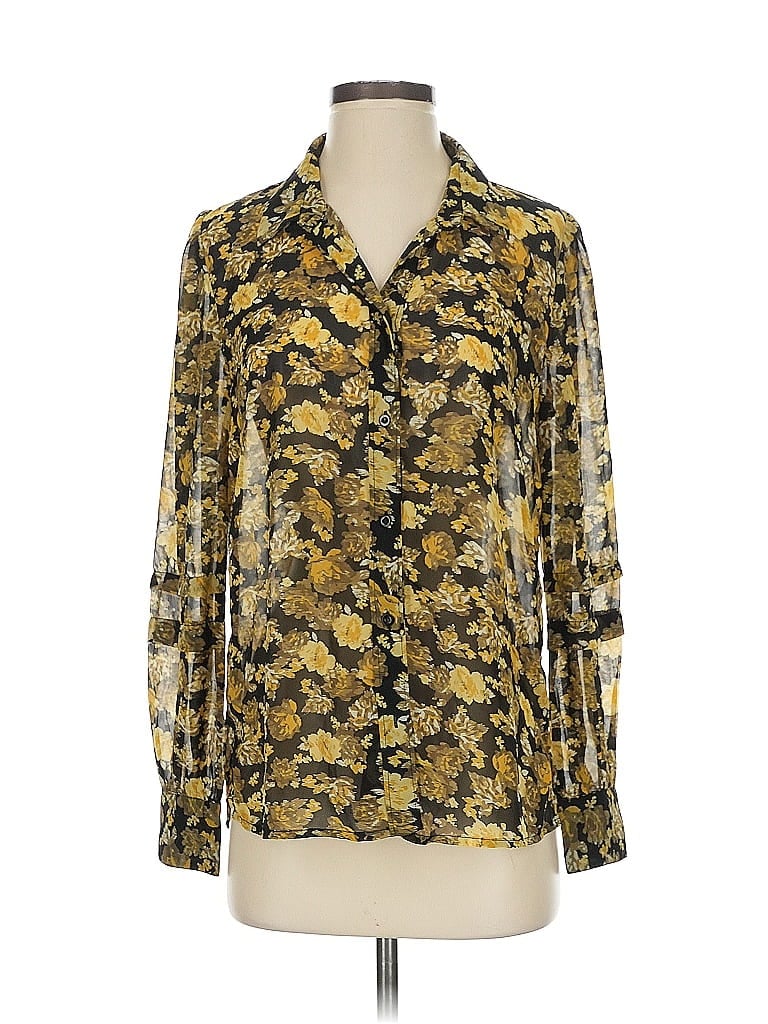 Pre-owned Ichi Long Sleeve Blouse In Gold