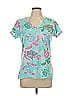 Simply Southern 100% Cotton Floral Teal Short Sleeve T-Shirt Size L - photo 1
