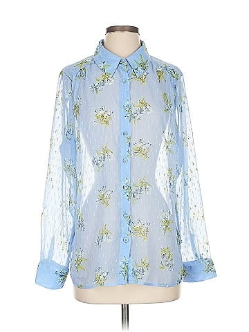 D&Co. Blue Floral Long Sleeve Shirt (view 1)