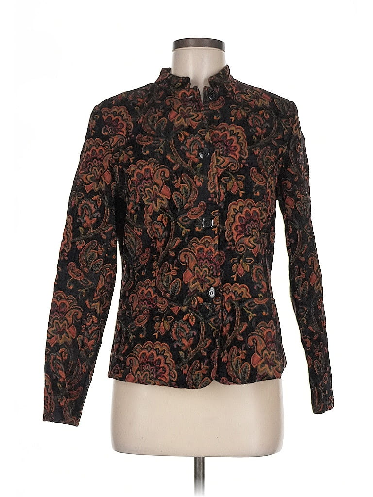 Portrait Paisley Black Black Paisley Pattern Button-Down Jacket Size M ...