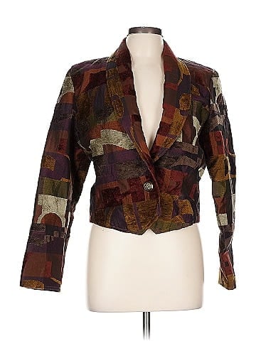 Expose Artistic Brown Abstract Shrug Jacket (view 1)