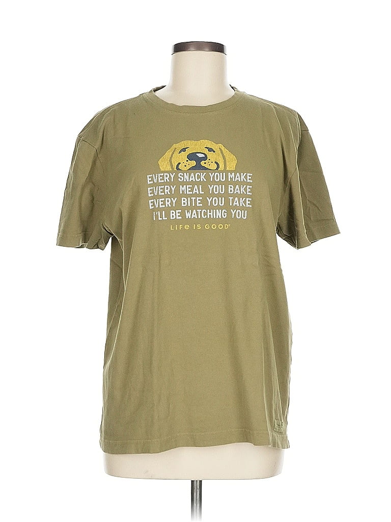 Life Is Good 100% Cotton Green Short Sleeve T-Shirt Size M - photo 1