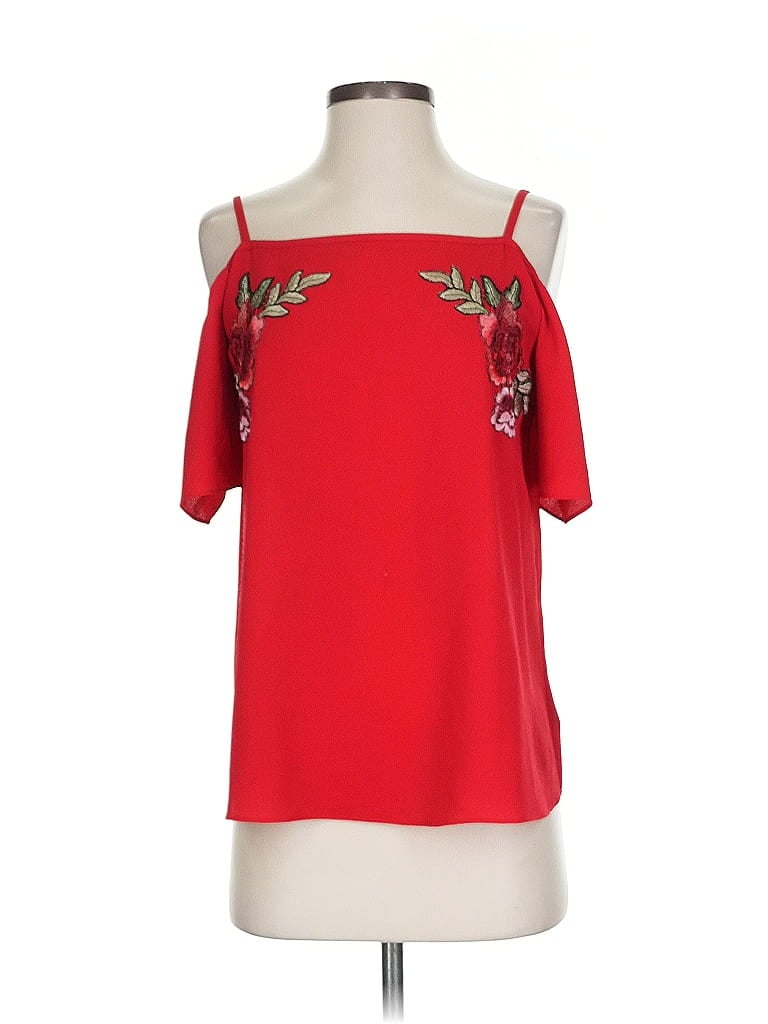 Pre-owned Bcx Short Sleeve Top Red Cold Shoulder Neckline Tops