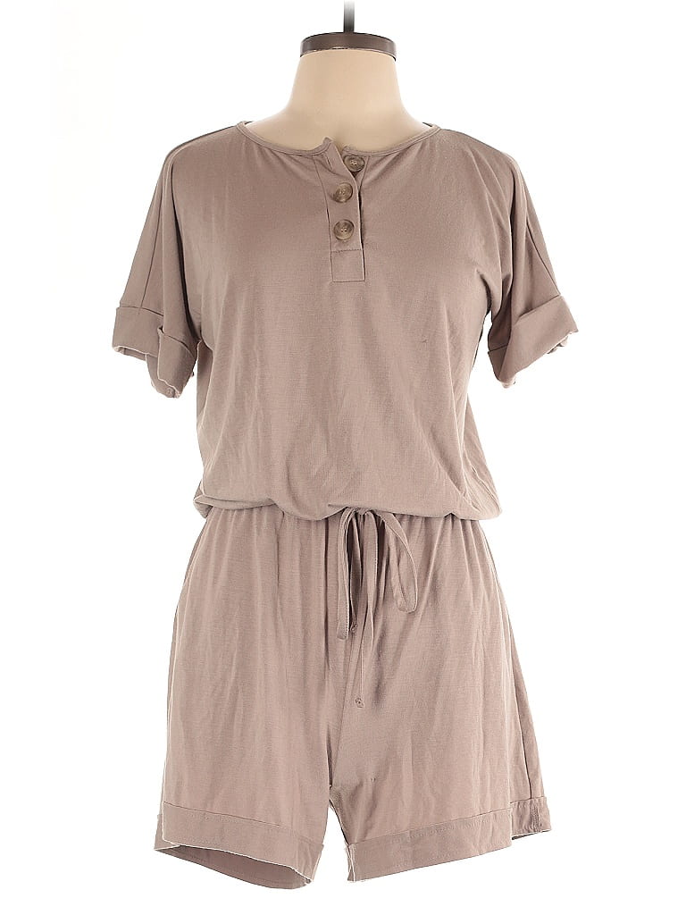Zenana Solid Tan Romper Size L - photo 1