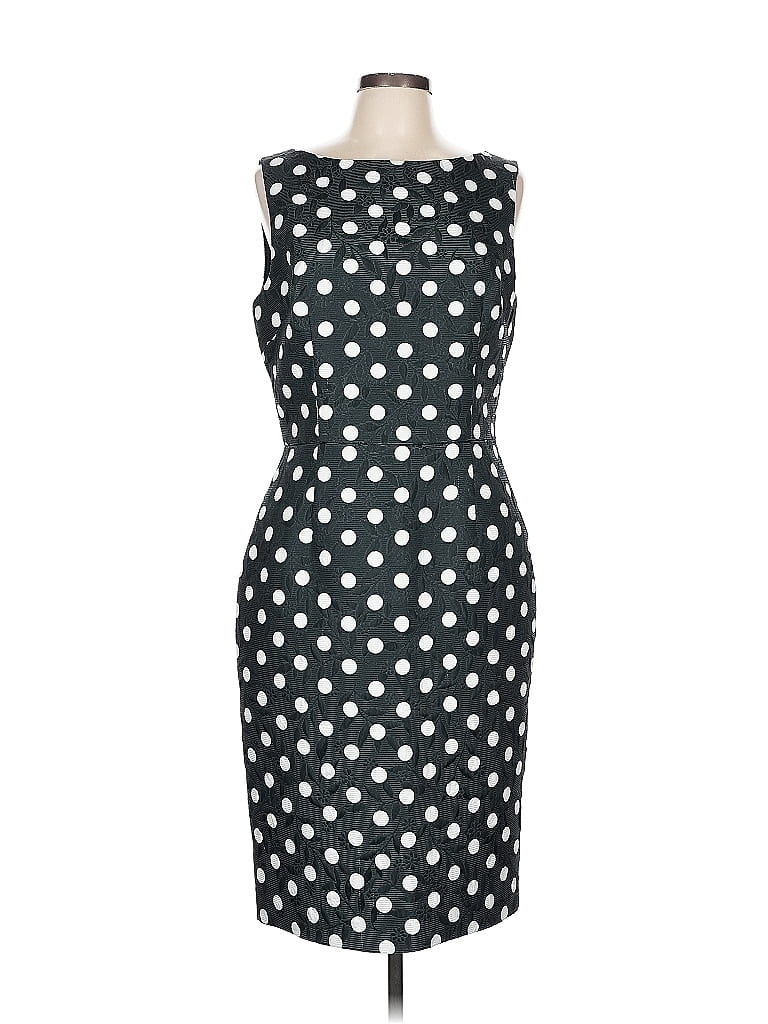 David Meister 100% Acetate Polka Dots Black Cocktail Dress Size 12 - photo 1