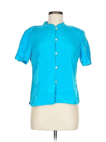 Cynthia Howie for Maggy Boutique Vibrant Blue Silk Button-Down Blouse (view 1)