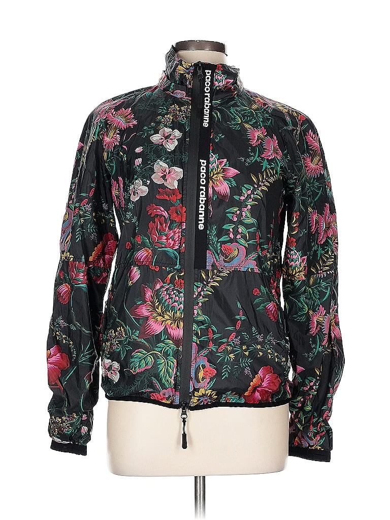 Paco Rabanne 100% Nylon Print Black Track Jacket Size L - photo 1