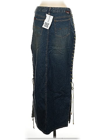 Mudd Y2K Blue Denim Skirt with Lacing (view 2)