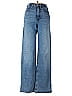High-waisted blue wide-leg jeans