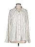 Mystree 100% Cotton Stripes Ivory Long Sleeve Button-Down Shirt Size M - photo 1