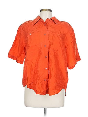 Hype Vibrant Red Silk Button-Down Shirt (view 1)