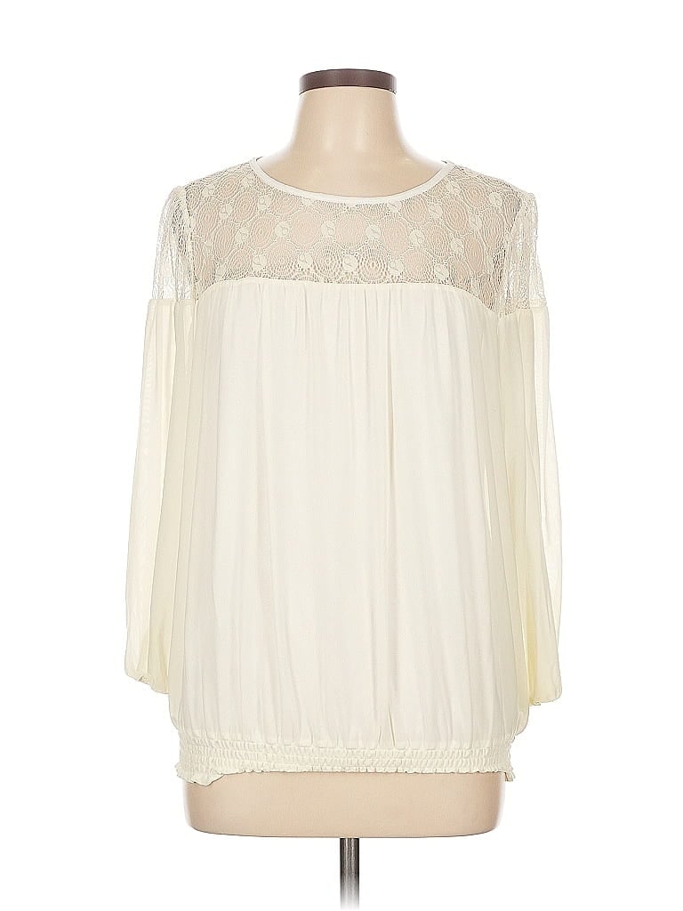 Pre-owned Eci 3/4 Sleeve Blouse In White