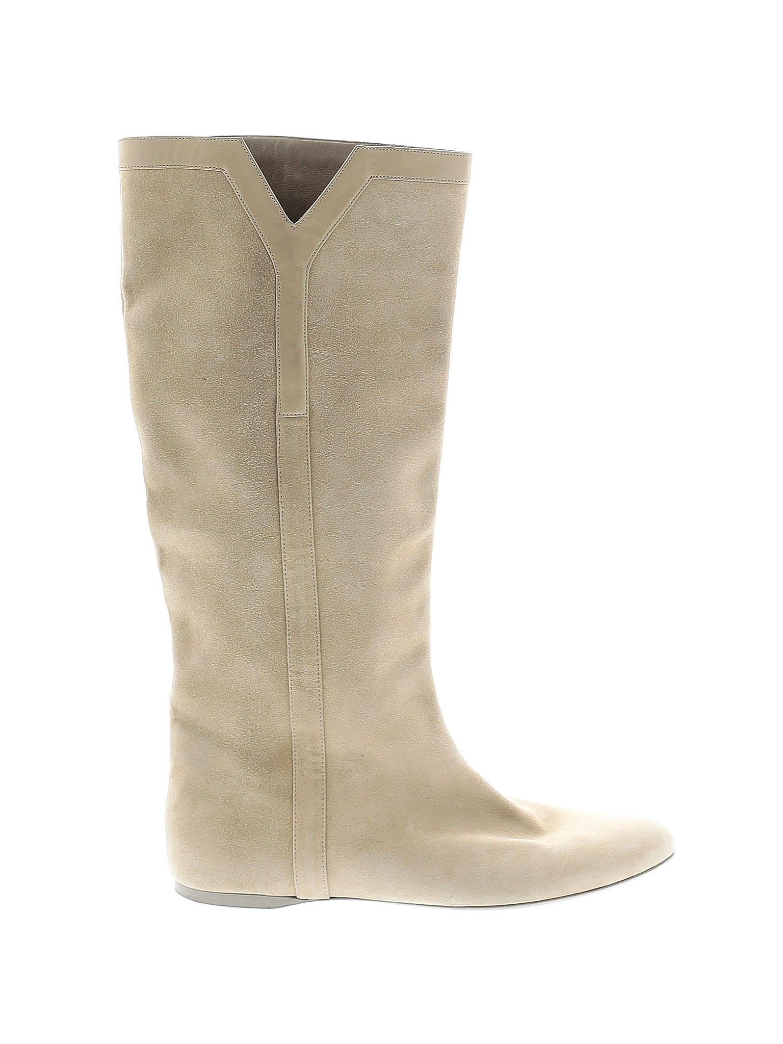 Yves Saint Laurent Rive Gauche 100% Suede Ivory Tan Vintage Suede Boots Size EU 40