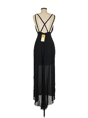 A.J. Bari Black Beaded Embellished Evening Dress (view 2)