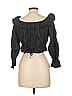Dissh 100% Linen Black 3/4 Sleeve Blouse Size 10 - photo 2