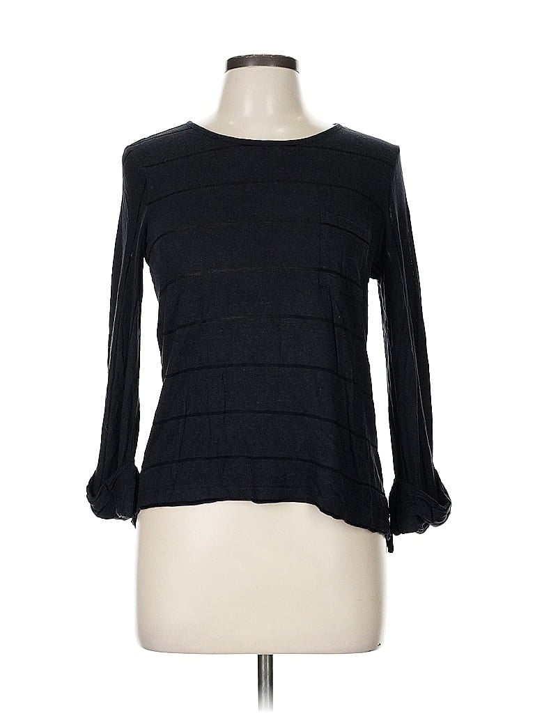 Pre-owned Wrap Long Sleeve Top Gray Boatneck Tops