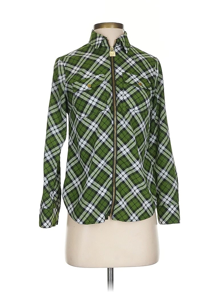 Pre-owned Michael Michael Kors 3/4 Sleeve Blouse In Green