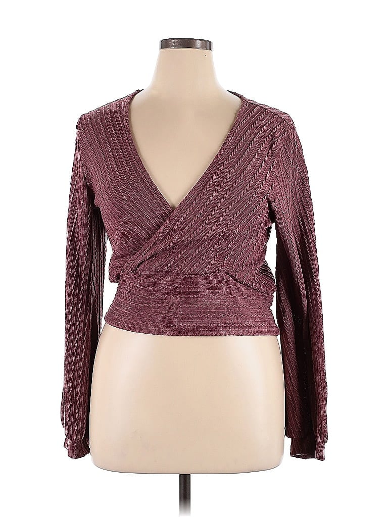 Zaful 100% Polyester Burgundy Long Sleeve Top Size XL - photo 1