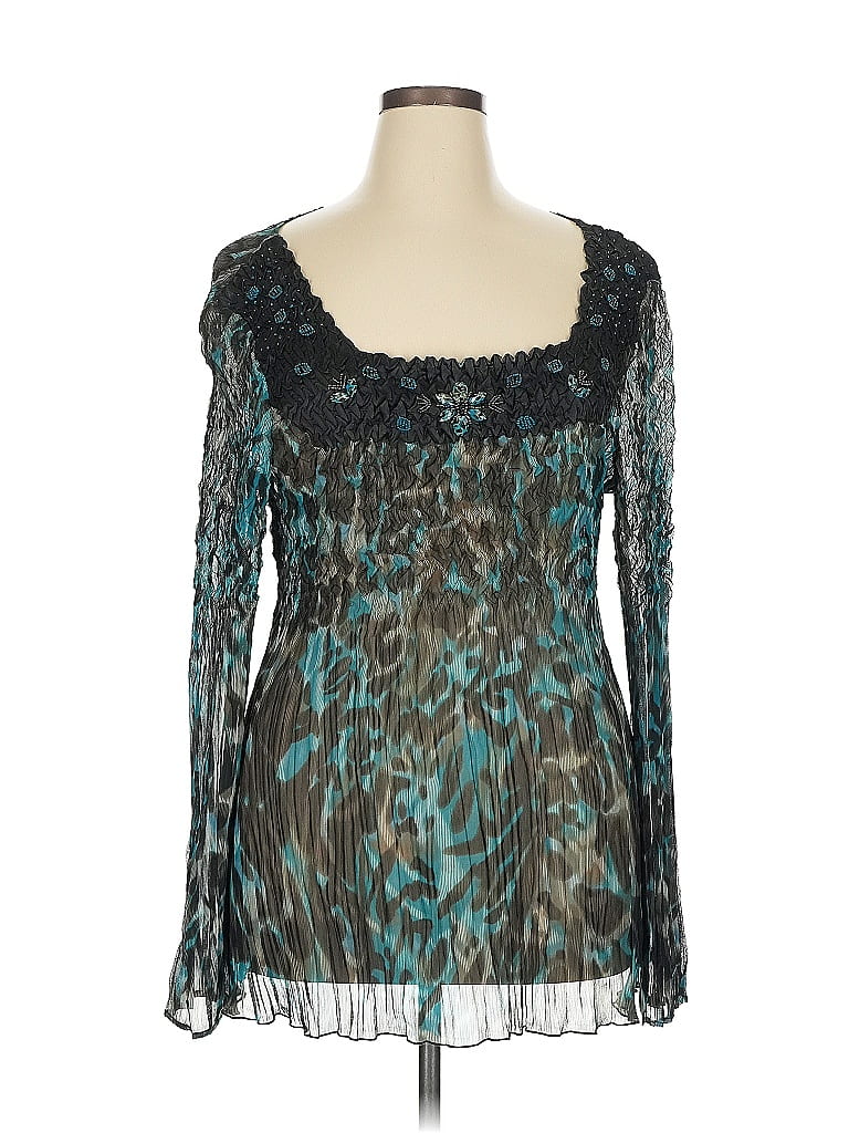 Alberto Makali 100% Polyester Teal Long Sleeve Blouse Size XL - photo 1