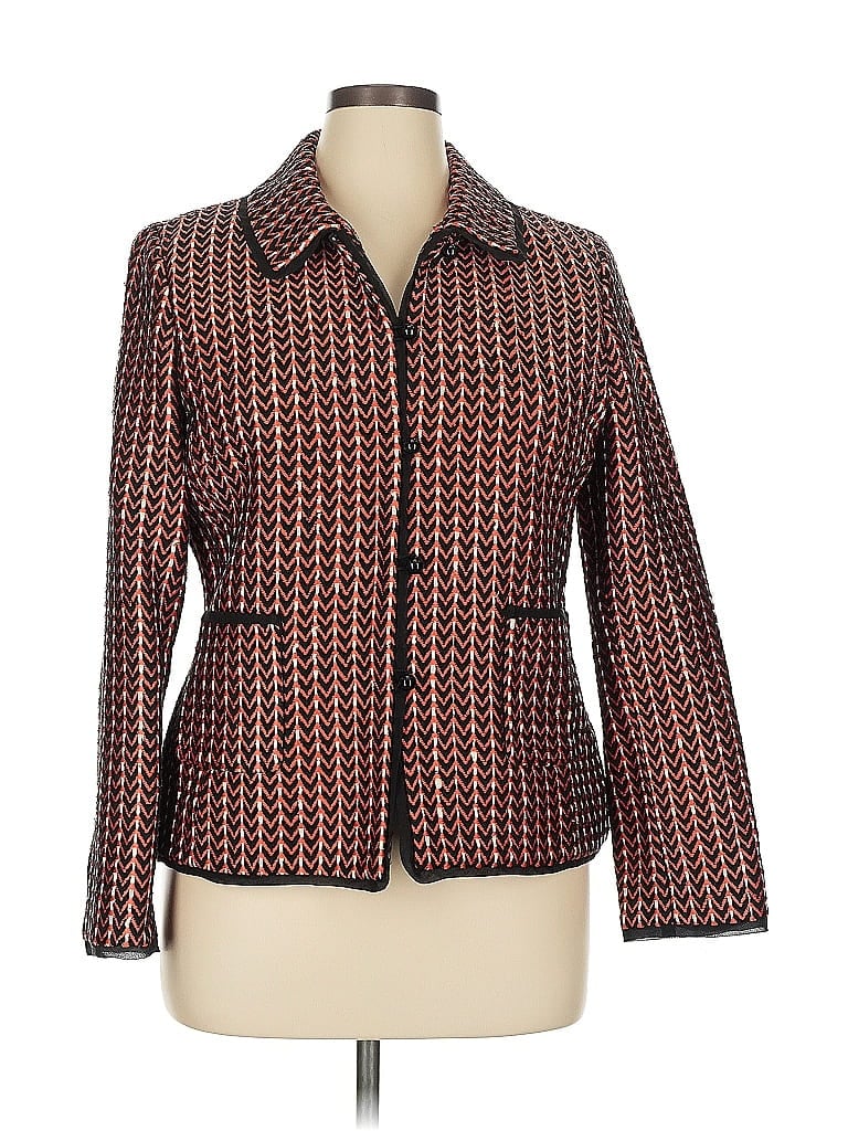 Doncaster Collection 100% Rayon Print Brown Blazer Size 14 - photo 1