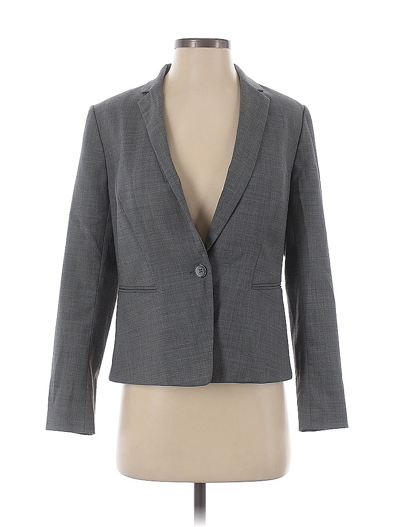 Pre-owned Ann Taylor Wool Blazer Jacket In Gray