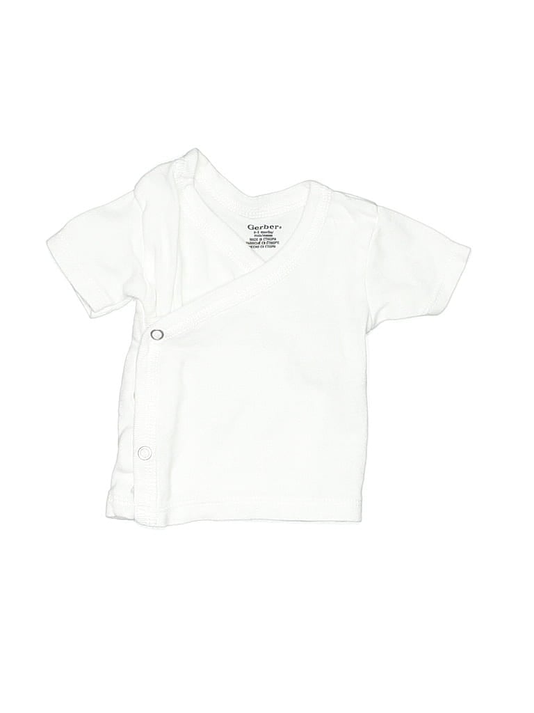 Gerber 100% Cotton Ivory White Short Sleeve T-Shirt Size 0-3 mo - photo 1