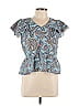 Montanaco 100% Cotton Blue Short Sleeve Blouse Size L - photo 1