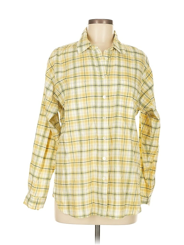 Pre-owned Ann Taylor Loft Long Sleeve Button Down Shirt In Yellow